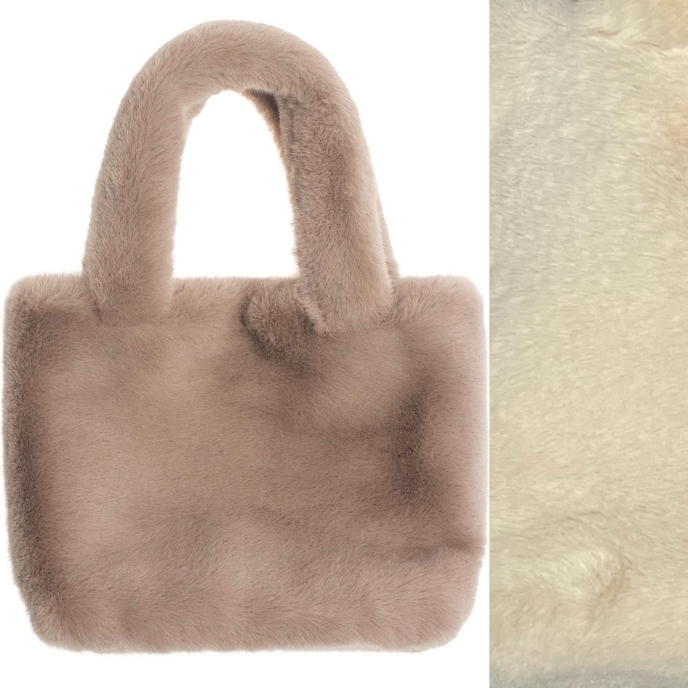 AnnaKastle Womens Soft Eco Fur Fluffy Mini Tote Bag Purse
